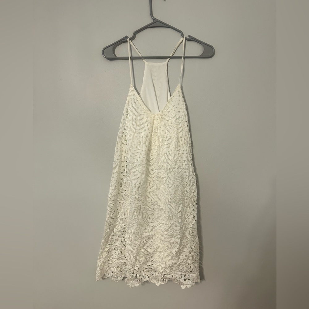 White lace Racerback mini dress, size medium